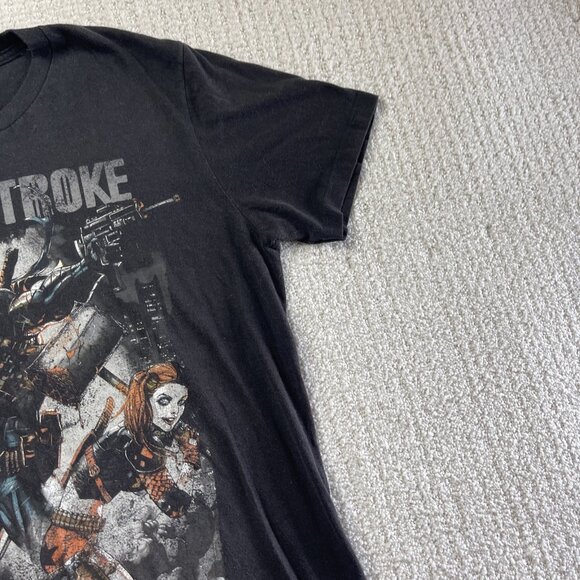 Y2K Justice League Deathstroke Harley Quinn Shirt Adult Medium Black Faded Tee - Picture 4 of 16